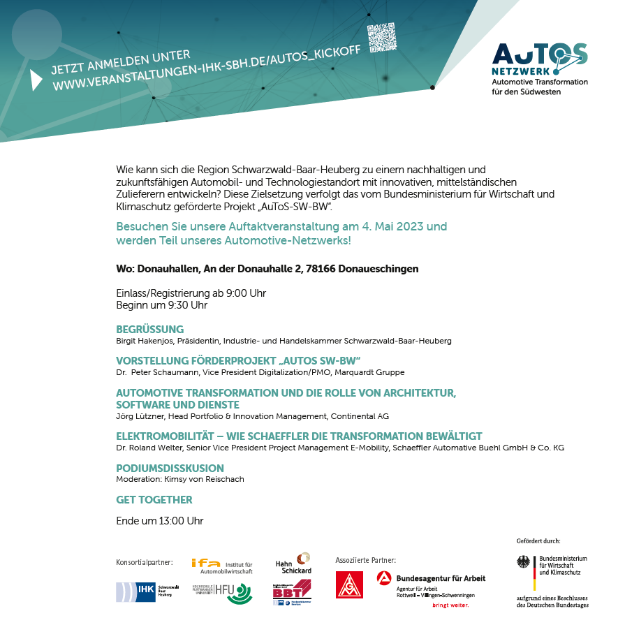 Kick-off AuToS SW-BW am 4. Mai: Finales Programm steht fest